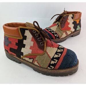 Turkish KILIM Wool Embroidered Ankle BOOTS Women 7 | 251072